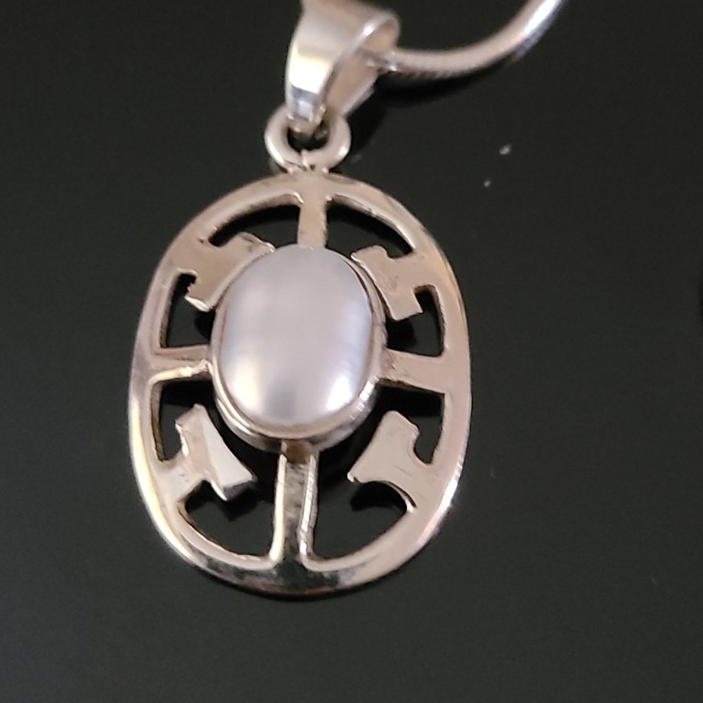 Pearls set necklace and Earrings sterling Silver-Pearls short necklace - Picture 6 of 7